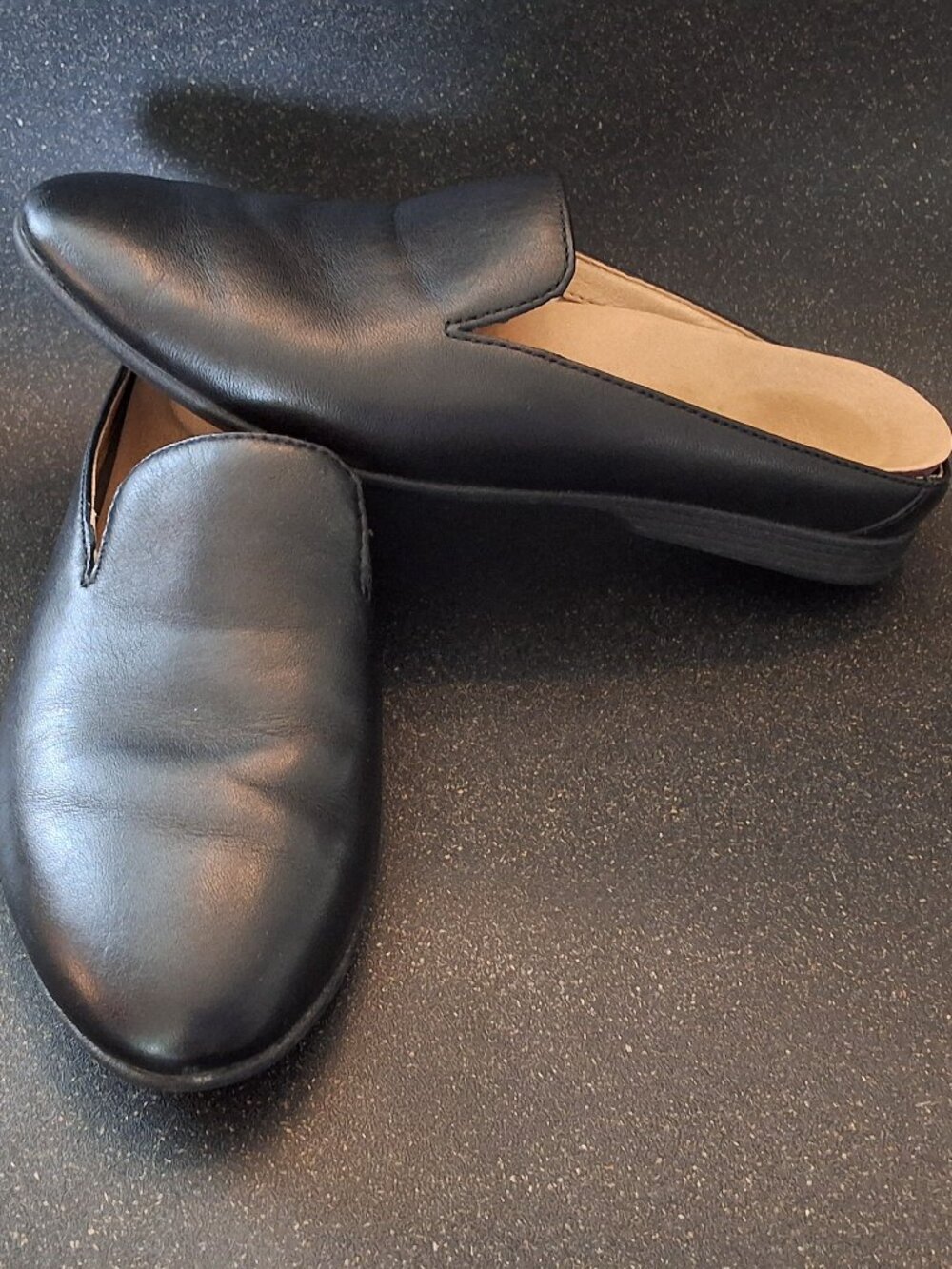 Dansko Black Leather Loafer Mule - Size 37 (6.5-7)